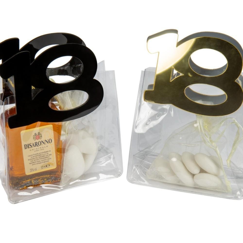 BORSETTA PVC CON PLEX 18ANNI 6X5X13H ORO